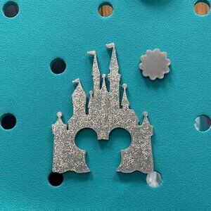 Glittery Silver Mickey Mouse Castle Bogg Charm-Disney Bogg Charm-New!